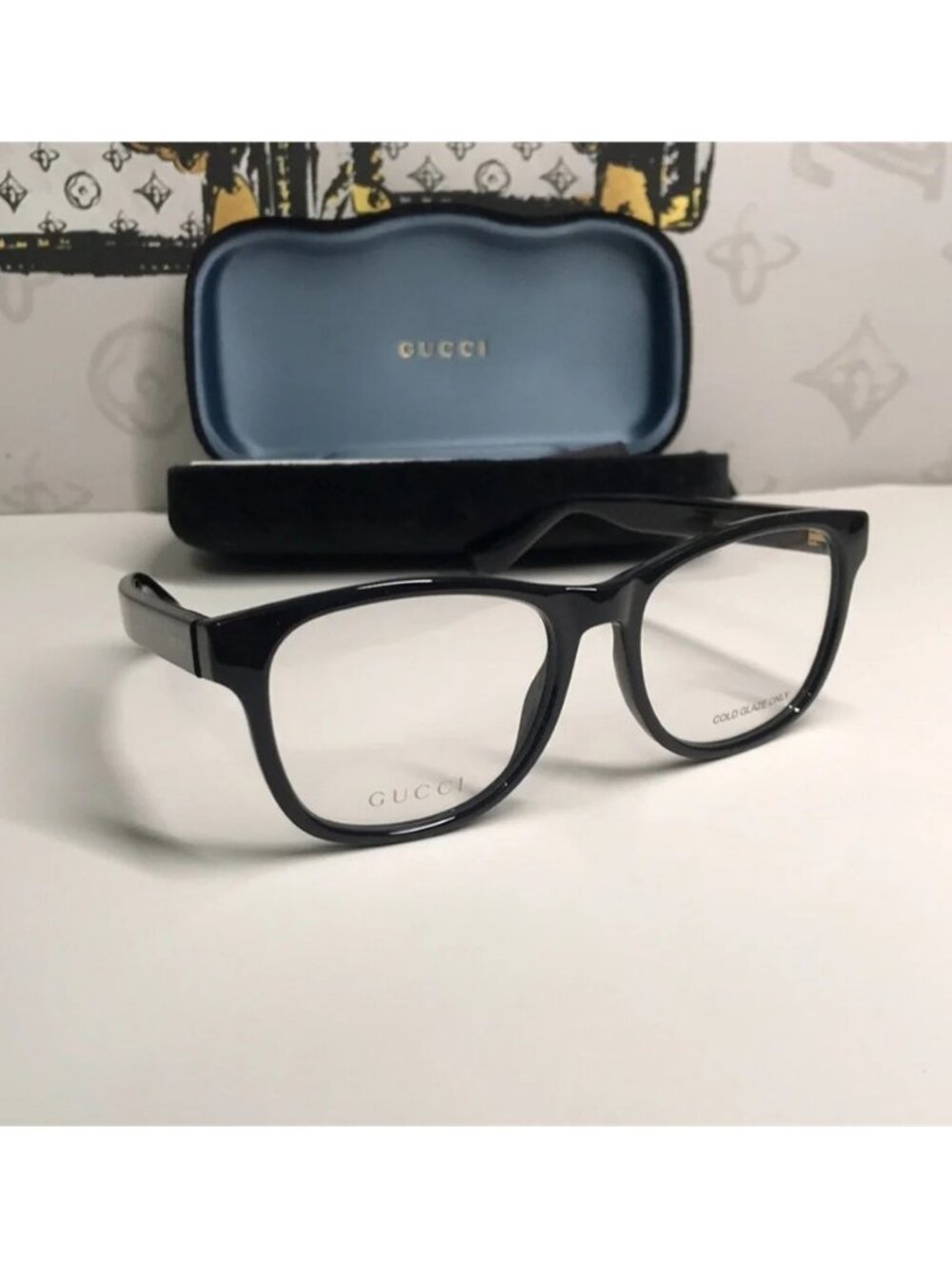 Luxury New Authentic Gucci GG1344O 005 Black Square Eyeglasses - Picture 7 of 14